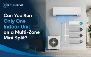 One indoor mini split unit running while the other heads in a multi-zone system remain off