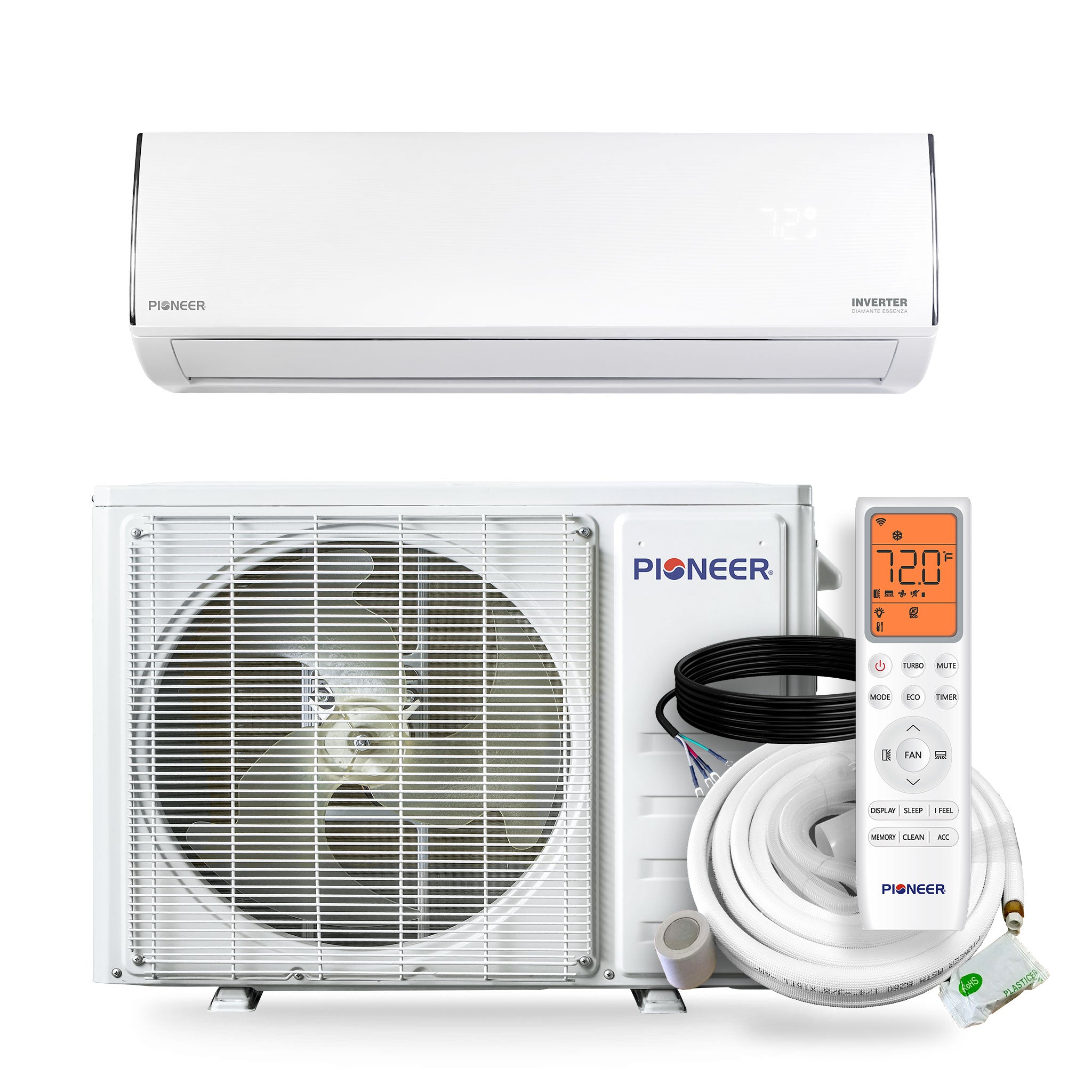 Pioneer Diamante Essenza 12,000 BTU 20 SEER2 115V Wall-Mount Mini Split Heat Pump