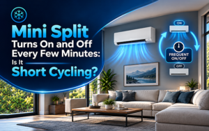 Wall-mounted mini split with a thermometer and an operating-cycle log