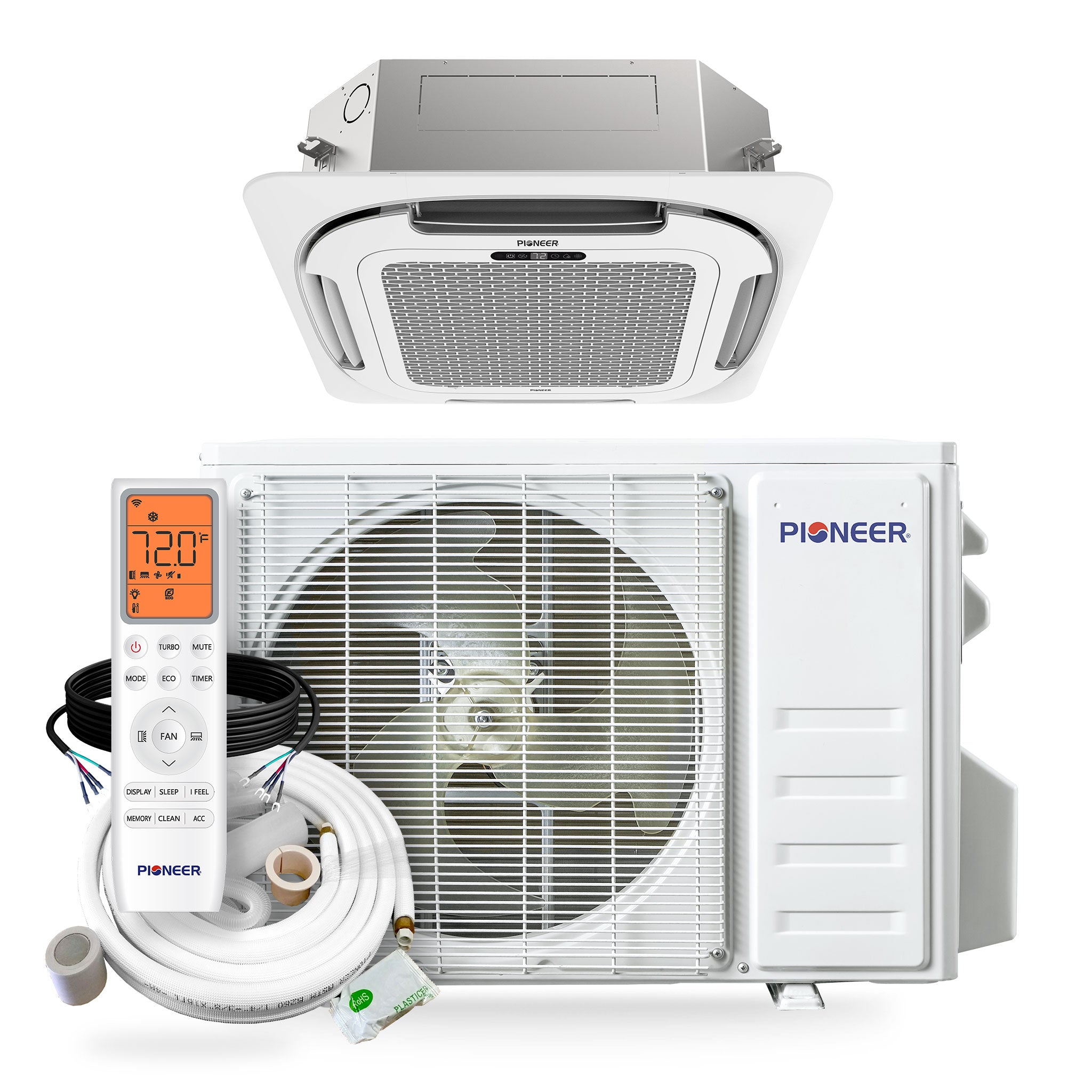 Pioneer Quantum Ultra 48,000 BTU 19 SEER2 230V Ceiling Cassette Mini Split Heat Pump